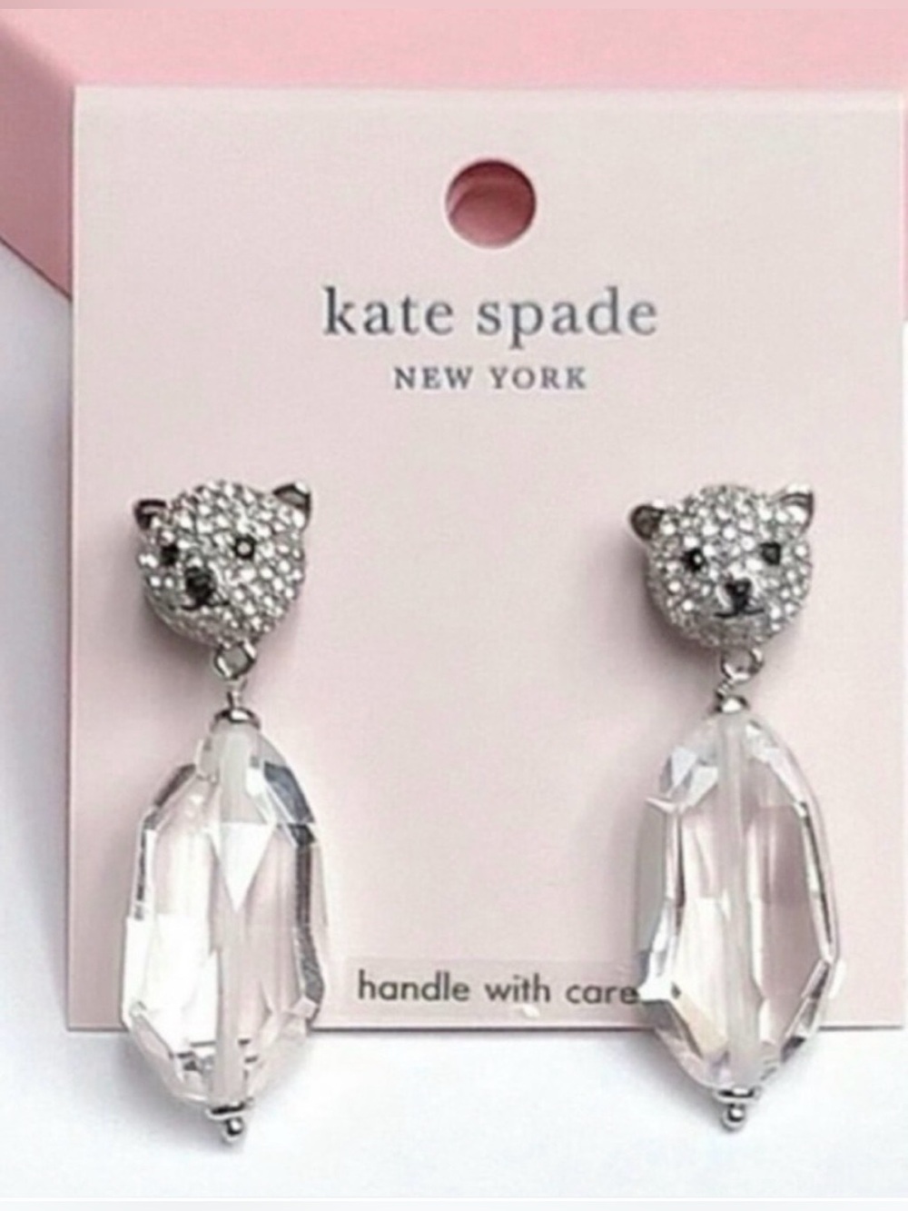 Kate Spade Arctic Friends Polar Bear Drop Earrings New w Dusty